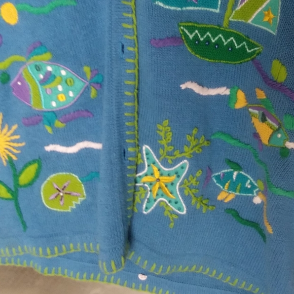 Quacker Factory Hand Detailed Cardigan Vintage FREE w/any Sweater Purchase - Picture 2 of 16